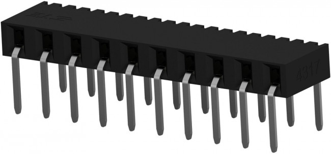 1-2314938-0, Conn Socket Strip SKT 10 POS 2mm Solder RA Thru-Hole Tube