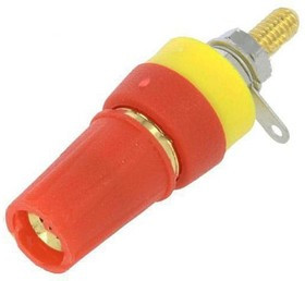CL15511A, Гнездо, "банан" 4мм, 15А, 250ВDC, L: 42мм, красный, позолота