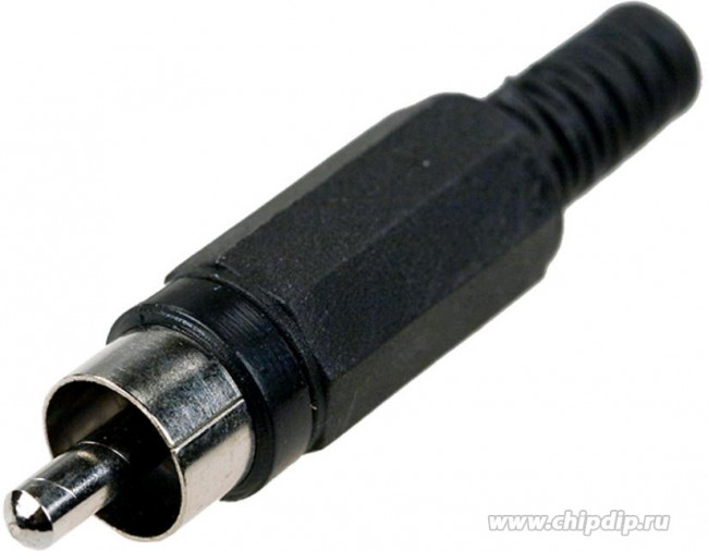 1-200BK(RP-405), штекер RCA пластик на кабель черный