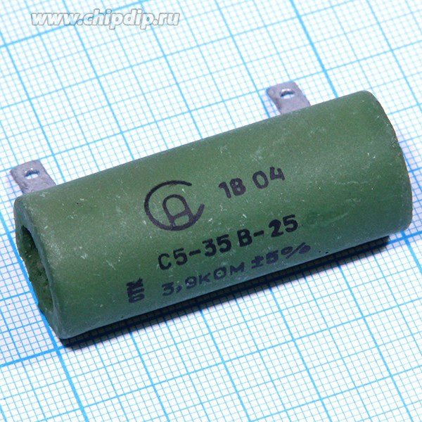 Резистор постоянный 1.8 КОм, 25 Вт, размер 21.0x 50.0мм, 5%, WW, С5-35В; Р 1,8К\ 25\ 21,0x 50,0\ 5\WW\2C\С5-35В\