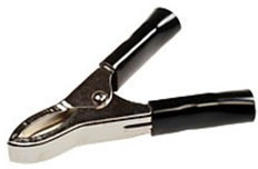 AG-B30, Зажим "Крокодил" с изолятором (черный), 30А, 75мм