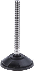 A195/002, M16 PA Reinforced Nylon Adjustable Foot, 2000kg Static Load Capacity 10° Tilt Angle