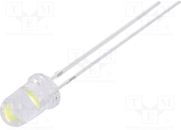 OSW49V5111A, LED; 5mm; white cold; 90000?100000mcd; 15°; Front: convex; 7.8?9.5V