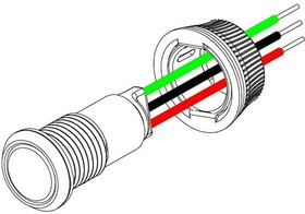 PM53-KNBCW12.0, LED Panel Mount Indicators Red/Green 5mm Quick Mnt Panel Ind