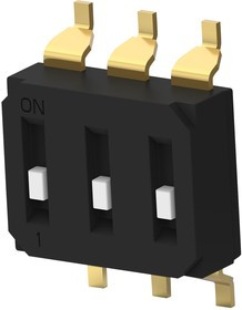 EDS03SGRNTR04Q, DIP / SIP переключатель, с углублением, 3 схем(-а), Ползунок, SMD (Поверхностный Монтаж), SPST