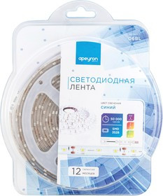 06BL (3528-60LED-IP65-B), Лента светодиодная, синий, 12В, 4.8Вт/м, 60SMD(3528)/м, IP65, 8мм, цена за катушку 5м