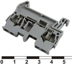 JUT3-2.5, Клемма пружинная на DIN-рейку возвратно-вытяжного типа, 20 А, 800 В, 1-проводное соединение, 24-12 AWG, PA66, корпус серый