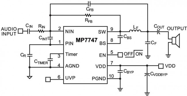 MP7747DQ-LF-P, Audio Amplifiers 20W Class D Mono Single Ended Amp MP7747DQ-LF-P, Audio Amplifiers 20W Class D Mono Single Ended Amp