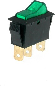 IRS-1-3B, Переключатель зеленый с подсветкой ON-OFF (10A 250VAC) SPST 3P