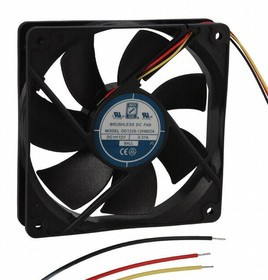 OD1225-12HB02A, DC Fans DC Fan, 120x120x25mm, 12VDC, 89CFM, Ball, 2xWire 24AWG, Alarm Output
