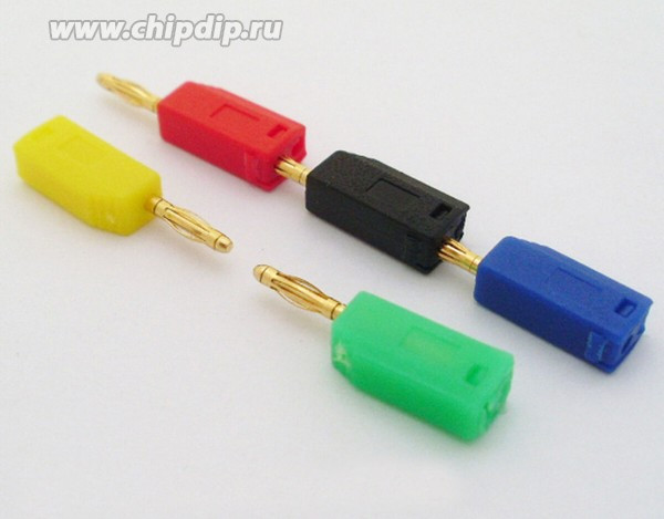Переходник:штекер BANANA 2мм на гнездо BANANA 2мм и боковое гнездо для кабеля до 2мм,жёлтый; Q-12603Y штек BANANA 2-гн BANANA 2-гн d2\\жел\\