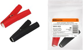 Зажим "крокодил" ЗКИ 3А 40мм в изоляции красный/черный (1шт+1шт) TDM