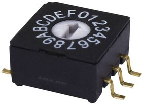 RDS-16S-1045-SMT, Coded Rotary Switches Rotary DIP switch, 10 x 10 x 4.5 mm, 16 position, black, SMT