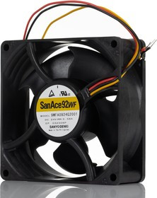 9WFA0924G2001, Axial Fan, 24 V dc, DC Operation, 109.5cfm, 13.9W, 580mA Max, IP68, 92 x 92 x 32mm