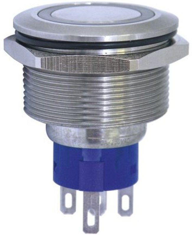 MAV25A0F10E-312-JQ, Illuminated Push Button Switch, Momentary, Panel Mount, 25mm Cutout, SPDT, Red LED, 28 V dc, 250V ac
