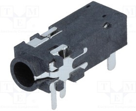 FC68127, Телефонный аудио разъем, 4 контакт(-ов), Гнездо, 3.5 мм, Монтаж на Печатную Плату