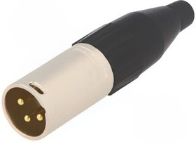 AC3MMJ-AU, Вилка, XLR, "папа", PIN: 3, прямой, на провод, пайка, позолота, 133В