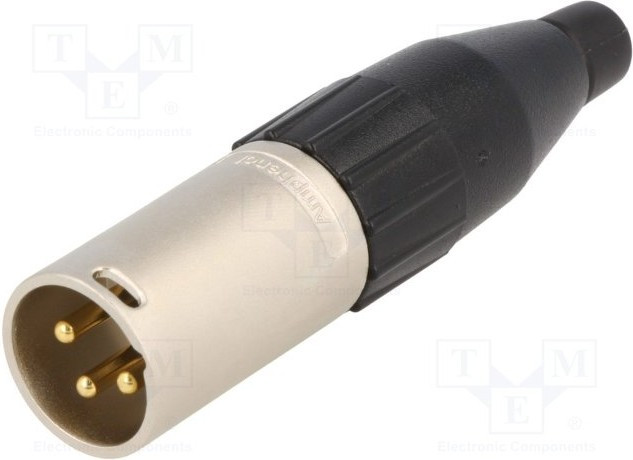 AC3MMJ-AU, Вилка, XLR, "папа", PIN: 3, прямой, на провод, пайка, позолота, 133В