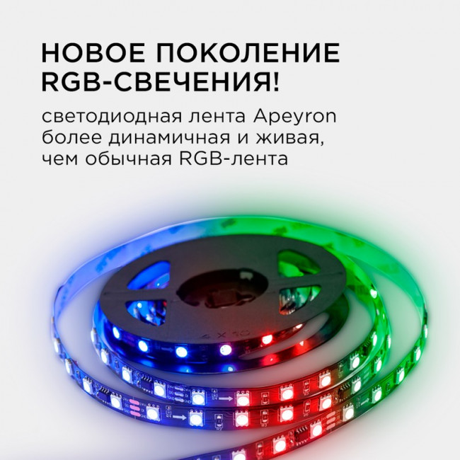 10-92, Комплект адресной светодиодной ленты 24В, 14.4Вт/м, 60smd(5050)/м, IP20, 2м, подложка 10мм черная