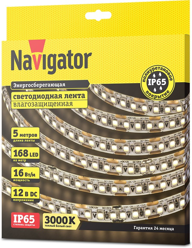 СД Лента Navigator 14 458 NLS-2835WW168-16-IP65-12V СД Лента Navigator 14 458 NLS-2835WW168-16-IP65-12V