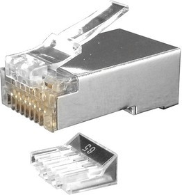 Коннектор Hyperline, RJ-45(8P8C) под витую пару, категория 6, экранированный, универсальный, со вста