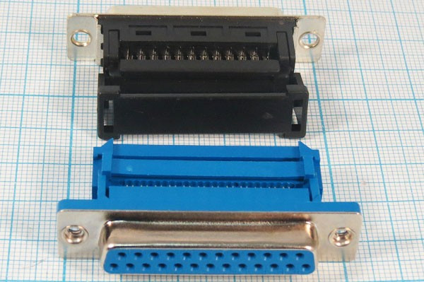 Разъем D-SUB розетка, контакты 25HP, обжимной шлейф, DI-25F Разъем D-SUB розетка, контакты 25HP, обжимной шлейф, DI-25F