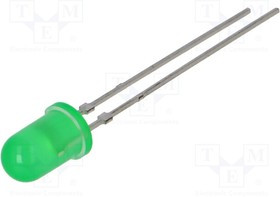 TLLG5420, LED; 5mm; green; 1?3.5mcd; 25°; Front: convex; 1.9?2.2V