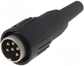 C091-3424-501, Вилка: DIN: "папа": PIN: 6: прямой: на провод: пайка: 300В: 5А: 0,5мм2