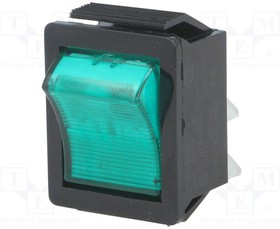 AE-C1553VQNAL, ROCKER; DPST; Pos: 2; ON-OFF; 16A/250VAC; green; neon lamp; 250V
