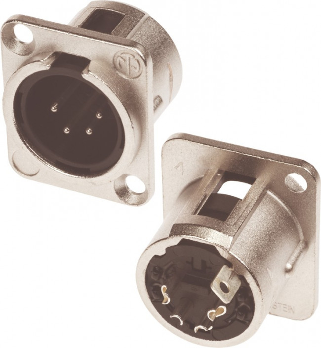 NC4MD-L-1, XLR Connectors 4P MALE NKL/SILVER