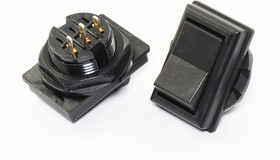 Переключатель клавишный, контакты 3C, 6А, ON-ON, d18.2/20x30, подсветка черная, R13-49C