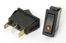 Переключатель клавишный, контакты 3T, 20А, 12В, ON-OFF, подсветка IL светодиодная красная, IRS101E-1C12V