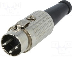 590-0300, Разъем DIN Аудио / Видео, с фиксацией, 3 контакт(-ов), Штекер, Монтаж на Кабель, Пайка