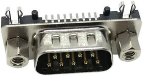 K202XHT-E9P-NJ, D-Sub Standard Connectors 9P Plug R/A SMT Ult Short W/ Bd Lock