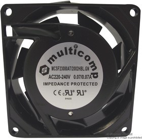 SF23080AT/2082HBL.GN, AC Axial Fan, серия Slimline, 220V to 240V, Square, 80 мм, 25 мм, Качения, 22