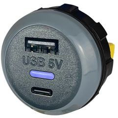 PVP WP AC, Charger, IP65, Car, 1x USB-A / USB-C, 3.6A, 13W, Black / Grey