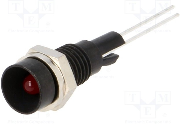 2662.8023, Индикат.лампа: LED, вогнутый, Отв: d6мм, на печатную плату, латунь