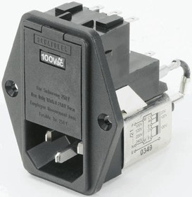 FN378-6-21, Filtered IEC Power Entry Module, IEC C14, General Purpose, 6 А, 250 В AC, 2-Pole Fuse Holder