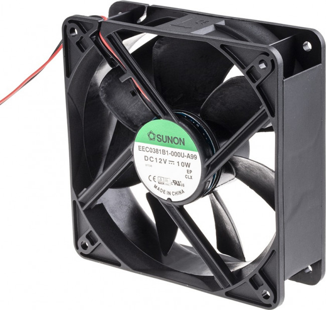EEC0381B1-000U-A99, Вентилятор осевой, 12В DC, 120x120x38мм, подшипник качения, 234,4куб.м/ч, 48дБА