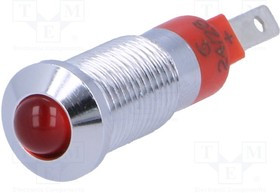 SMQD08014, Индикат.лампа: LED, выпуклый, 24-28ВDC, Отв: d8,2мм, IP40, металл