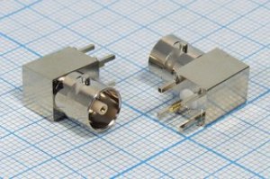 Гнездо miniBNC, на плату, угловое, позолоченный центральный контакт; №10853 гн miniBNC\ 1P4C\плат\ h14,61mP7,54x7,54\угл\ Гнездо miniBNC, на плату, угловое, позолоченный центральный контакт; №10853 гн miniBNC\ 1P4C\плат\ h14,61mP7,54x7,54\угл\