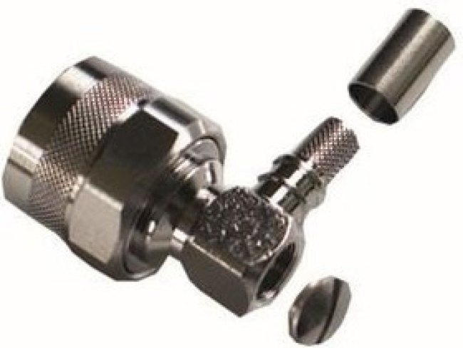 TC-240-NMH-RA-D, RF Connectors / Coaxial Connectors N-male (plug) right angle, crimp connector, solder-on pin