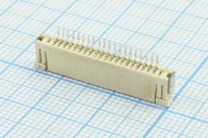 Разъем FPC-20 розетка, шаг P1.0, контакты 20HP, монтаж на шлейф, SMD, FPC-20