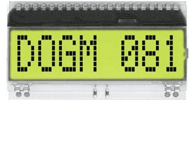 EA DOGM081E-A, Дисплей ЖКД, алфавитно-цифровой, STN Positive, 8x1, 55x17,5мм