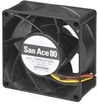 9HVA0812P1G0011, DC Fans Axial Fan, 80x80x38mm, 12VDC, High Static Pressure/Airflow, Ribless, Tach/PWM