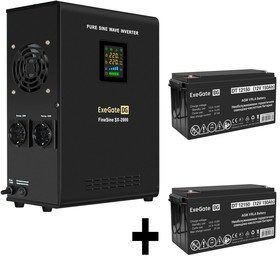 EX296605RUS, Комплект ИБП EX296001RUS + батарея 150Aч EX282990RUS 2шт (инвертор, синус, для котла, настенный) ExeGate FineSine SX-2000.LCD.A