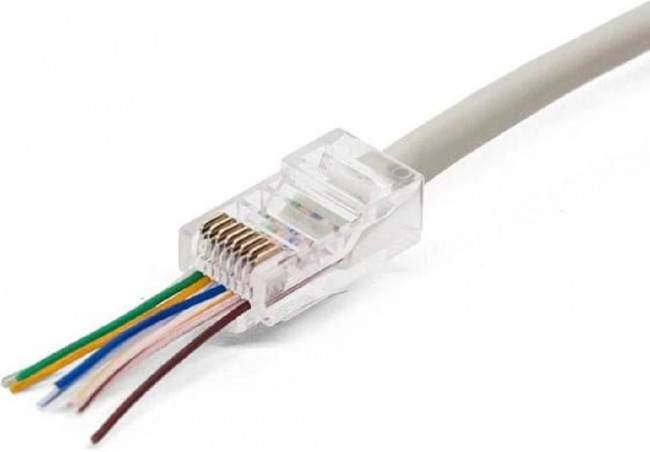 Filum FL-NA-PLUG5E-4 Коннектор RJ-45, 5E кат., сквозные отверстия, 8p8c, 6 мкм, универсальный, для одножильного и многожильного кабеля, уп/1