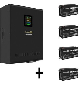 EX296640RUS, Комплект ИБП EX296003RUS + батарея 65Aч EX282980RUS 4шт (инвертор, синус, для котла, настенный) ExeGate FineSine SX-3000.LCD.AV