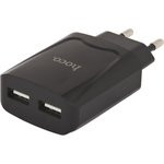 Блок питания (сетевой адаптер) HOCO C52A с 2 USB портами 2,1 A черный