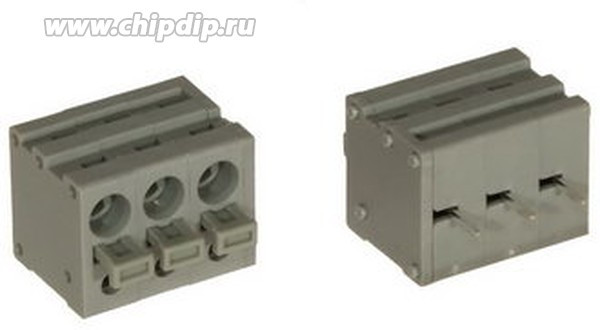 DG211V-5.0-03P-11-00A(H), Нажимной безвинтовой клеммный блок на 3 контакта. Зажим типа торцевой контакт. Серия DG211V-5.0